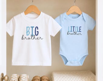 Embroidered Big Brother Little Brother Shirts - Sibling Matching Shirts - Brother And Baby Outfits - Big Brother And Newborn Gift