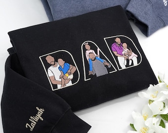 Fathers Day Gift For New Fathers - Custom Embroidered Portrait Sweatshirt From Photo - Family Reunion Sweatshirt - Dad Birthday Gift