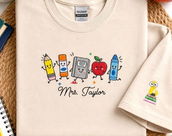 Personalized Funny Teacher Life Shirt With Name - Embroidered Teacher Supplies Shirt - First Day Of Kindergarten Shirt For Teacher