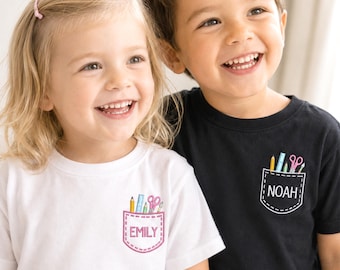 Personalized First Day Of School Shirt With Name - Embroidered Kindergarten Shirt - Preschool Outfits For Girls, Boys - Toddler School Top
