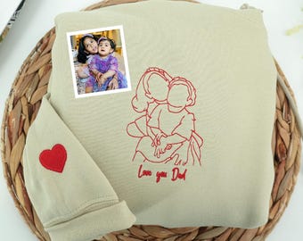 Custom Embroidered Family Photo Sweatshirt – Personalized Portrait Gift