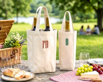 Personalized Embroidered Wine Tote Bag, Bridesmaid Wine Tote, Wedding Wine Bags With Custom Monogram Wine Tote, Bridal Shower Gift