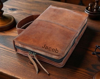 Personalized Leather Bible Cover | Handmade Engraved Christian Gift for Him/Her