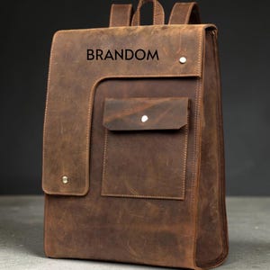 Handmade Buffalo Leather Rucksack Vintage Laptop Backpack, Rustic Travel Bag for Men, Leather Hiking Daypack, Work School Backpack