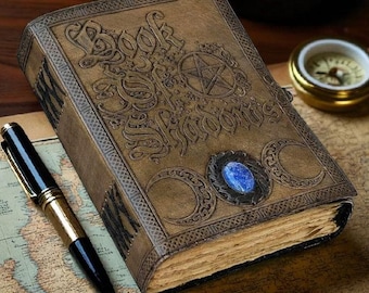Handmade Leather Book of Shadows, Wicca Journal, Gothic Grimoire Spell Book Gift Notebook
