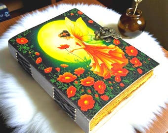 Handmade Leather Fairy Journal – Embossed Book of Shadows, Grimoire