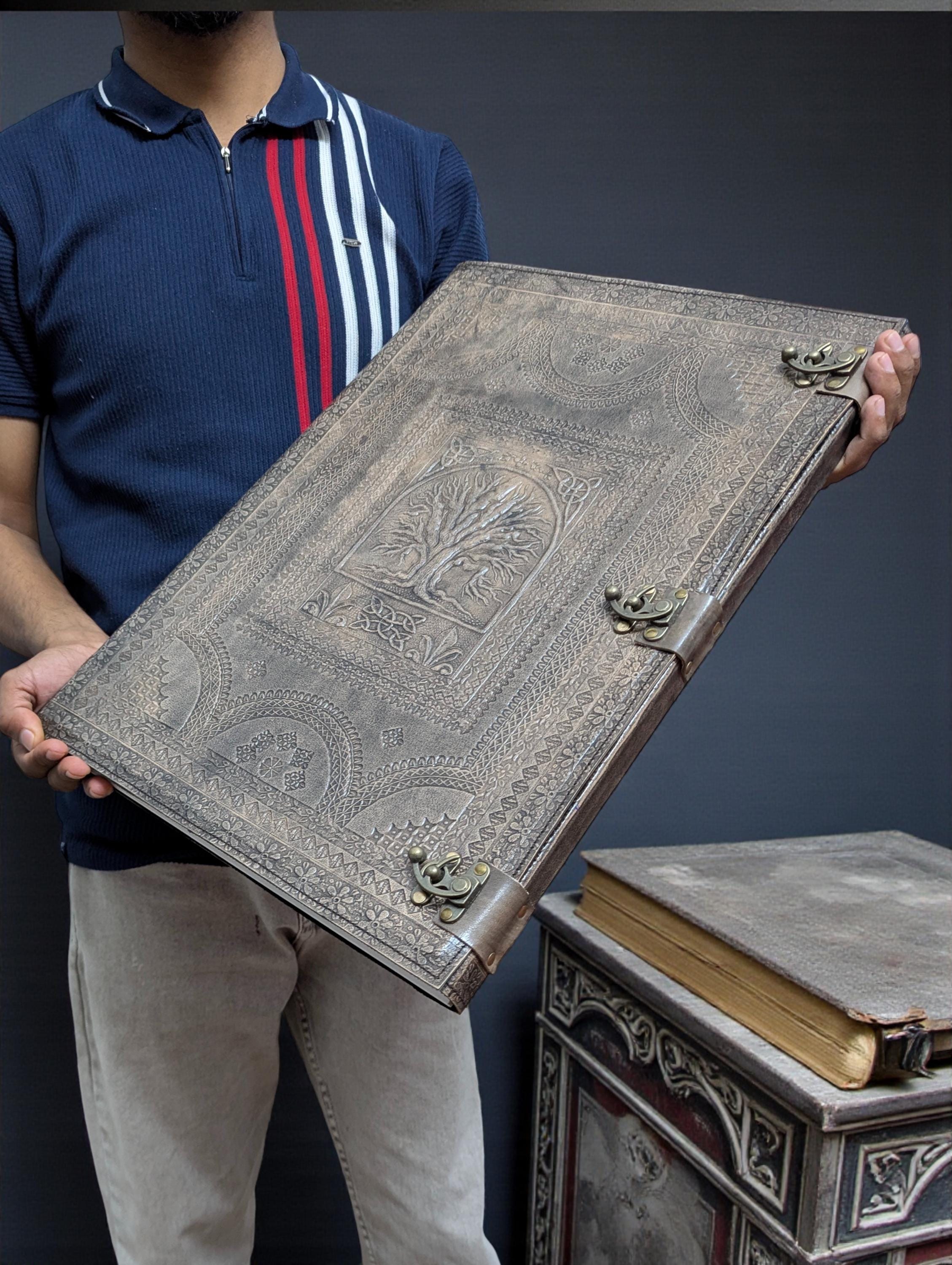 Handmade Leather Journal With Lock, Embossed Tree of Life Diary ...
