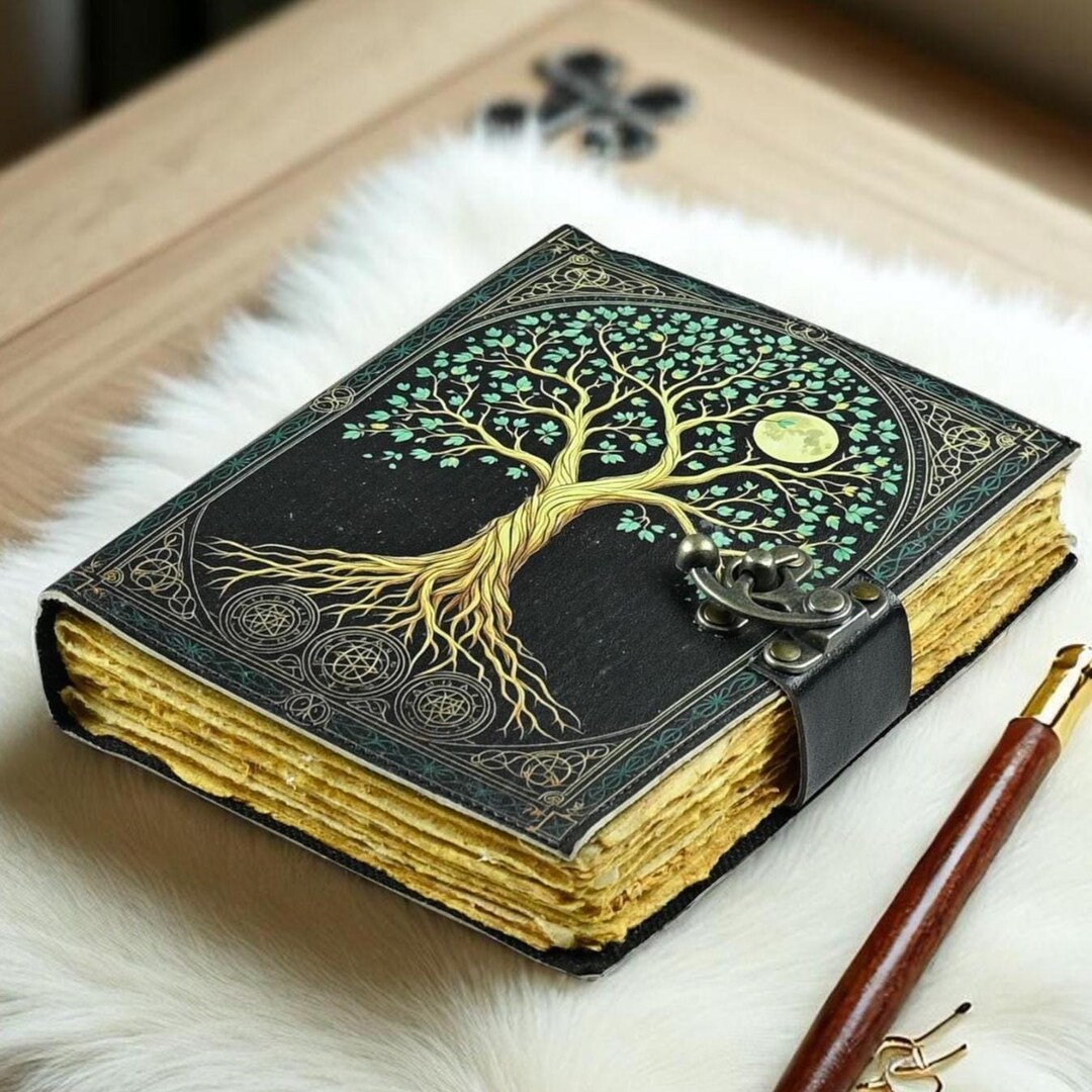 Tree of Life Leather Journal, Handmade Grimoire Book of Shadows - Etsy