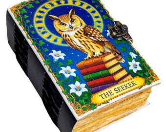 Handmade Owl Leather Grimoire Journal – Witchy Book of Shadows