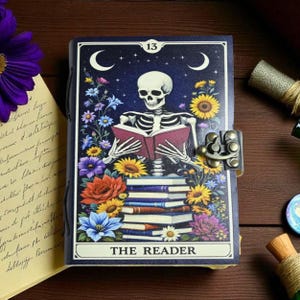 400 Pages Skull Leather Journal – The Reader Witch Book – Vintage Gothic Notebook – Witchcraft Grimoire – Book of Shadows