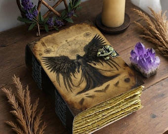 Dark Angel Leather Grimoire with Lock | Gothic Spellbook