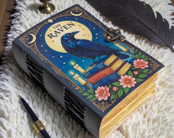 Embossed Raven Leather Journal | Gothic Grimoire, Spell Book