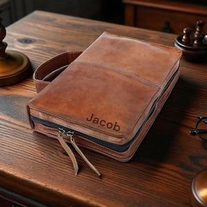 Custom Leather Bible Cover | Personalized Handmade Christmas Gift | Engrave Name or Verse | Full-Grain Leather Case | JILANIHANDCRAFT