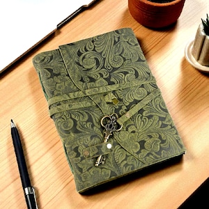 handmade Leather Journal - Vintage Deckle Edge Paper Bound Journal - Blank Spell Book of Shadows Journal - Leather Notebook Sketchbook