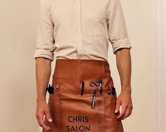 Delantal personalizado de cuero genuino, delantal resistente para barbacoa, delantal para taller de carpintería y soldadura, regalo personalizado para él.