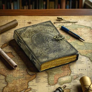 Tree of Life Leather Grimoire | Large 5x7 Witchcraft Spell Book | 200 Pages Deckle Paper | Book of Shadows | Gift for Him Her
