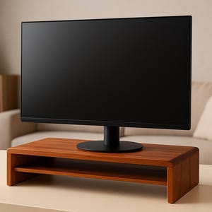 Solid Wood Monitor Stand Riser – Computer Stand, Monitor Shelf & Desk Organizer - Wooden TV Stand, Speaker Stand and Home Decor