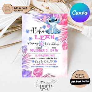 Modèle d'invitation de fête d'anniversaire de point, dessin animé modifiable Bday Evite, conception de toile amusante pour fête d'enfants, téléchargement immédiat