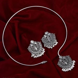 Silver Oxidized light weight Choker/ Necklace Set