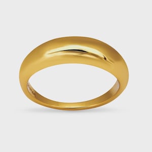 Milkdromeda Ring – 18K Gold Vermeil – 7mm Wide High Polish Band – Minimalist Sculptural Statement Ring