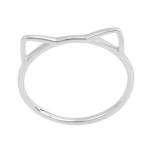 Sterling Silver Cat Ears Ring – Minimalist Kitty-Inspired Band – Cute Everyday Ring – Whimsical 4mm Cat Ear Design