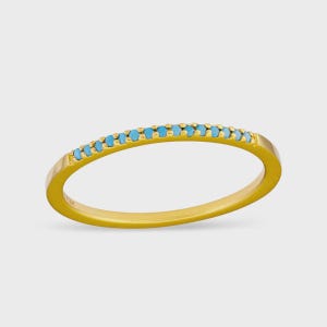 Dainty Turquoise Sterling Silver Ring: Minimalist Boho Gemstone Band