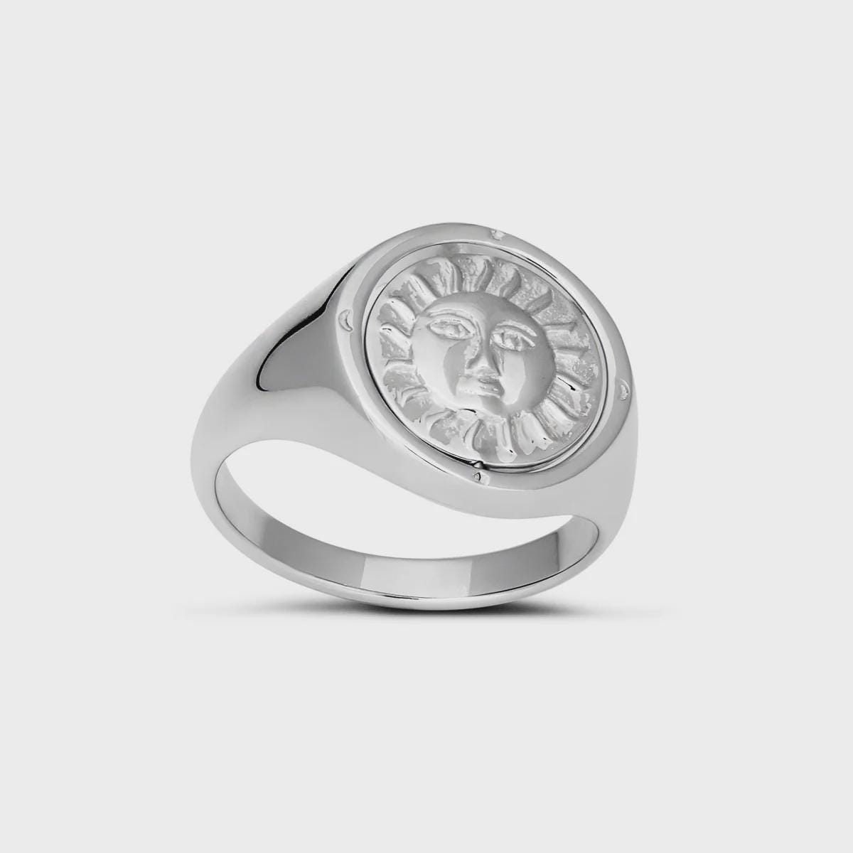 Hidden Tarot Ring – Sterling Silver – Rotating Double-Sided Sun & Moon Design – 14mm Face – Mystical Statement Ring