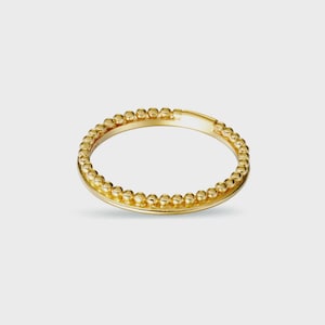 Dainty Beaded Sterling Silver Stacking Ring: Minimalist Boho Band