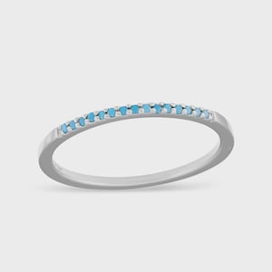 Dainty Turquoise Sterling Silver Stacking Ring: Minimalist Sparkles