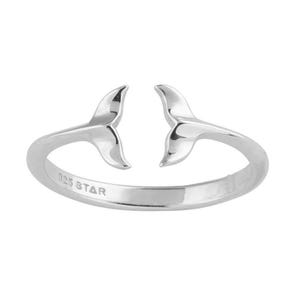 Leaping Dolphins Ring – Sterling Silver Open Band – 7mm Dolphin Tail Detail – High Polish Ocean-Inspired Jewelry
