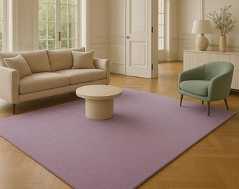 Lavender Area Rug, Minimalist Hand Tufted Wool Rug, Modern Living Room Carpet, Soft Purple Handmade Floor Rug