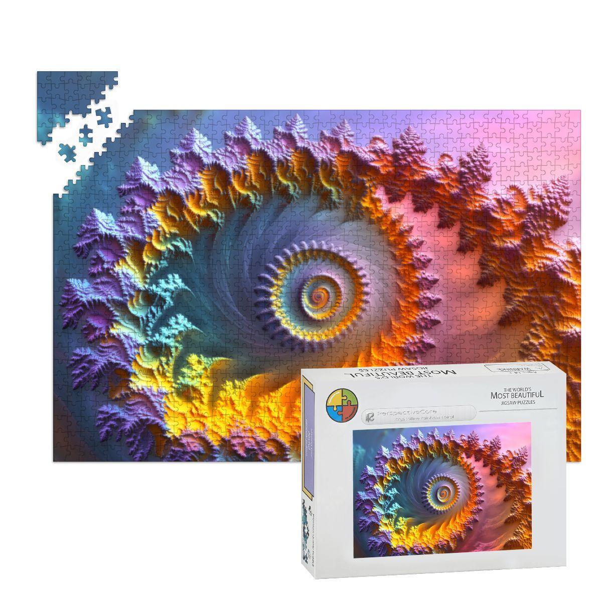 XL Wooden Puzzle 1000 Pieces - Crystalline Rainbow Spiral