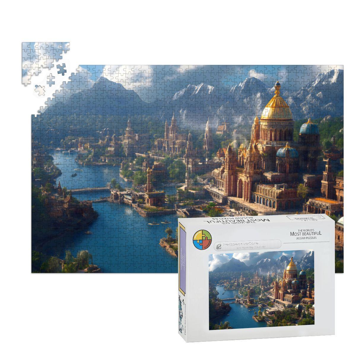 XL Wooden Puzzle 1000 Pieces - Old Town By The River