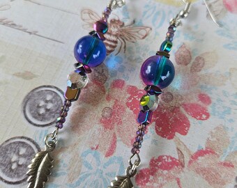 Cosmic Blue & Purple Dangle Drop Jewelry Earrings #1