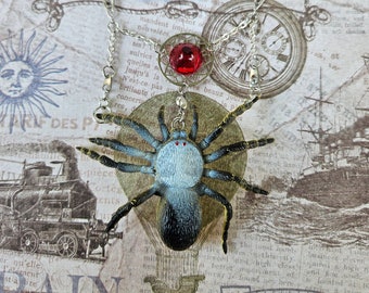 Tarantula Spider Dreamcatcher Blood Red Stone Necklace