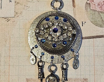 Rhinestone Crystal Blue Stone Evil Eye Amulet Pendant Jewelry Necklace