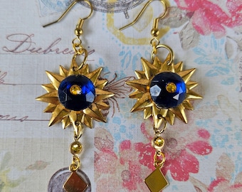 Complimentary Colors Blue & Yellow Dangle Drop Earrings Jewelry