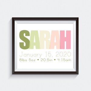 Birth Announcement Poster. Custom Birth Announcement. Modern Birth Announcement Wall Art. Baby Nursery Wall Print Poster. Digital Art File image 4