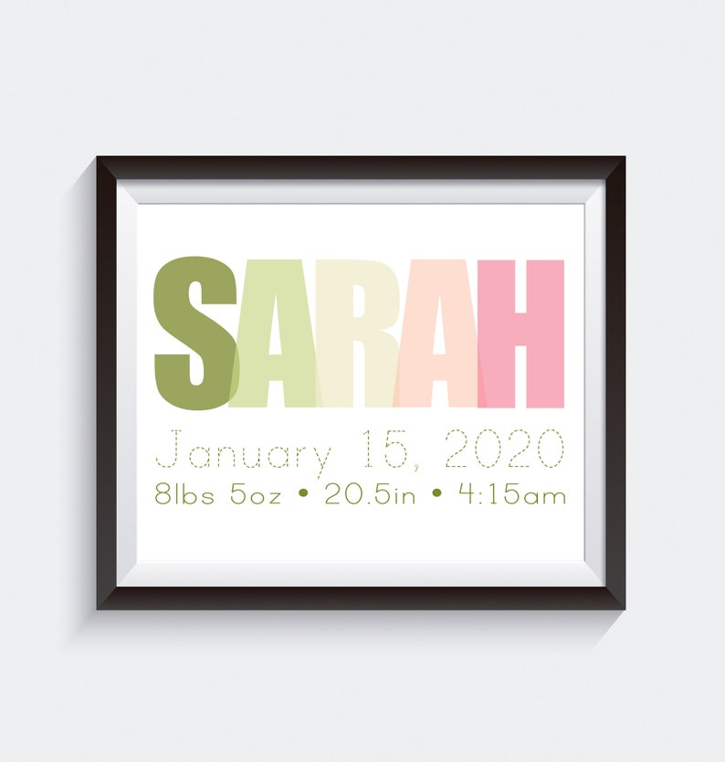 Birth Announcement Poster. Custom Birth Announcement. Modern Birth Announcement Wall Art. Baby Nursery Wall Print Poster. Digital Art File image 4