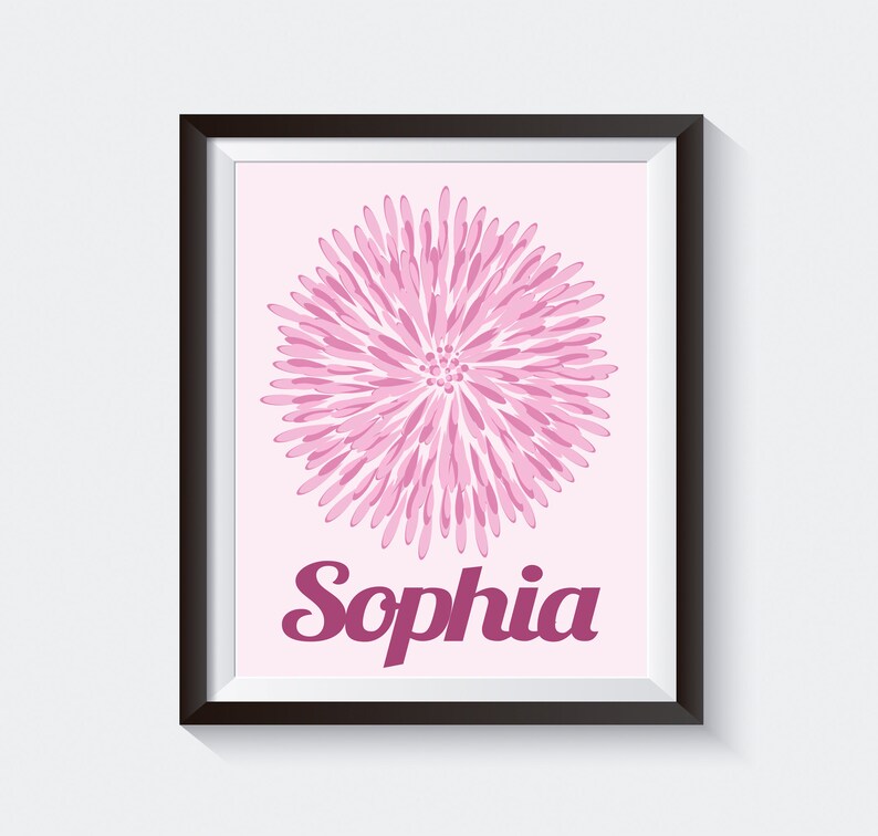 Decor Flower with Personalized Name Wall Art Print. Flower Etsy