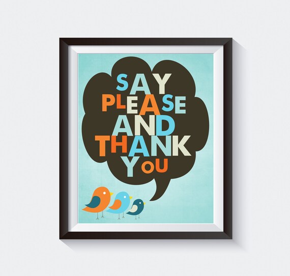 Say Please And Thank You Wall Art Manners Art Print Etsy