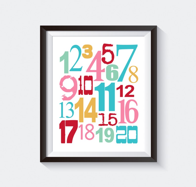 Number Art Print. Numbers Art. Numbers Wall Print. Mixed Etsy