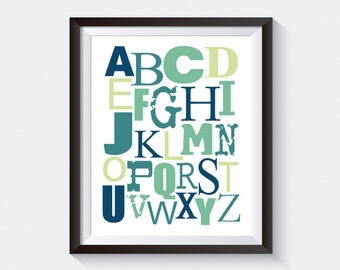 Alphabet Wall Art. ABC Wall Art. Alphabet Typography. Alphabet Art Print. Childrens Room Art. Nursery A to Z Wall Print Poster. Digital File