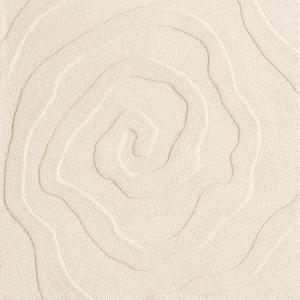 Spiral Textured White Wool Loop Pile Carpet – 5x8 Ft
