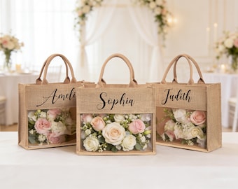 Personalized Burlap Bridesmaid Gift Bag – Custom Beach Tote for Bachelorette Party