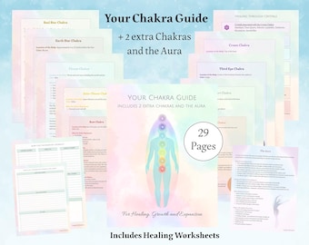 Guía de sanación de chakras y aura / PDF imprimible de 29 páginas / Libro de trabajo de energía profunda y transformación espiritual