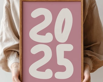 Custom Year Poster, Number Aesthetic Art Print, Birth Year Poster, Personalized Birthday Gift Art, Printable Trendy Retro Custom Date Poster