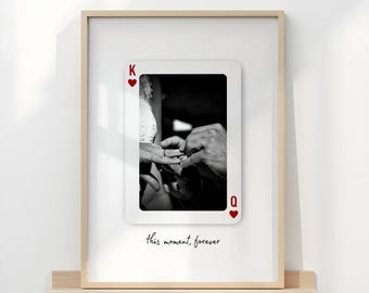 Lucky Card Print, Personalized Playing Card poster, Custom King Queen Card Wall Art, Valentine's Day Gift for Him Her, Anniversary Gift