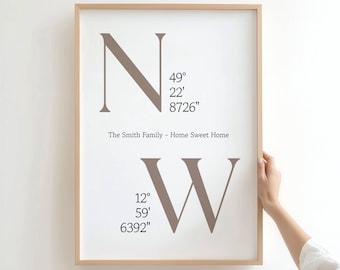 Personalized GPS Location Poster, Real Estate Agent Closing Gift, Housewarming Gift, Personalized Coordinates Poster, New Home Print