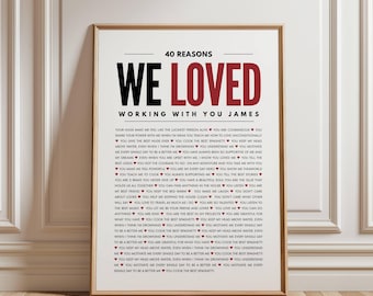 Gift fro Coworker - Printable Poster with Reasons Why We Loved Working With You - Goodbye Retirement Party Decor